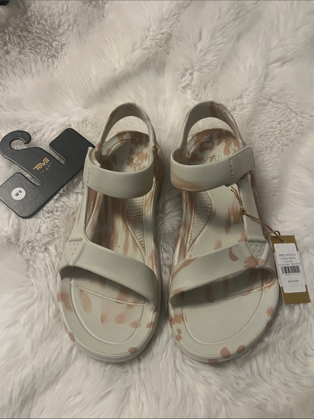 Teva Women's Cream and Tan Pattern Sport Sandals